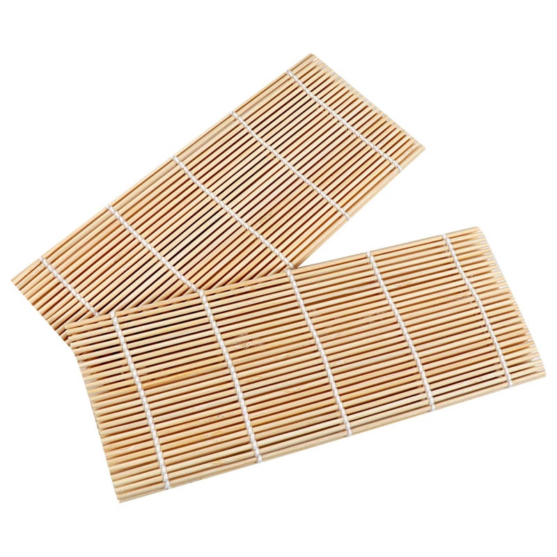 FUNGYAND Bamboo Sushi Rolling Mat with 2 Pairs of Chopsticks Natural Bamboo 9.5"x9.5" 2 Pcs Sushi Making Kit - Image 5